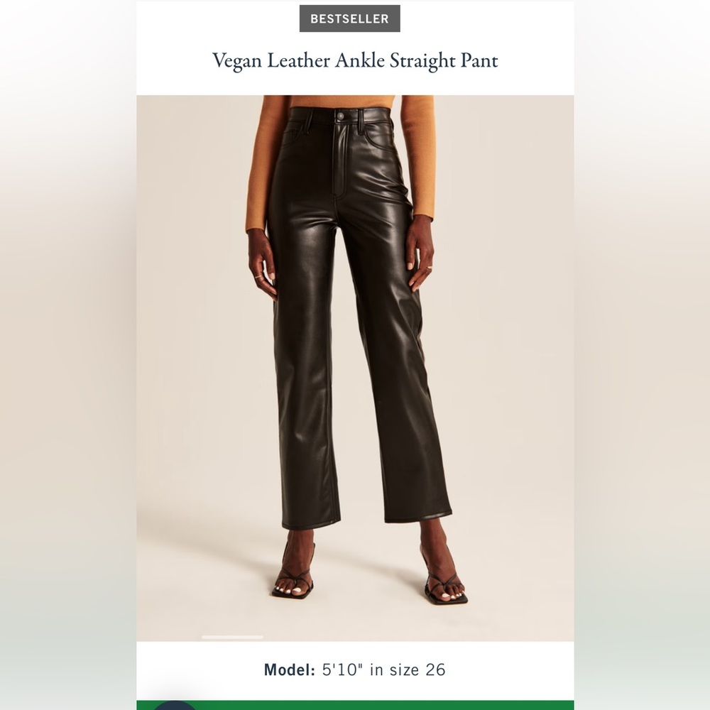 Abercrombie curve love vegan leather ankle straight high rise pants size 33L
